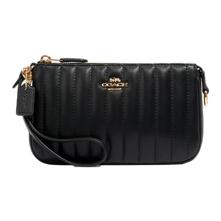 

New COACH Leather Mahjong Bag Shoulder Bag Wrist Clutch Small Size Women s Black C1850-IMBLK 19.1*5.1*10.9CM