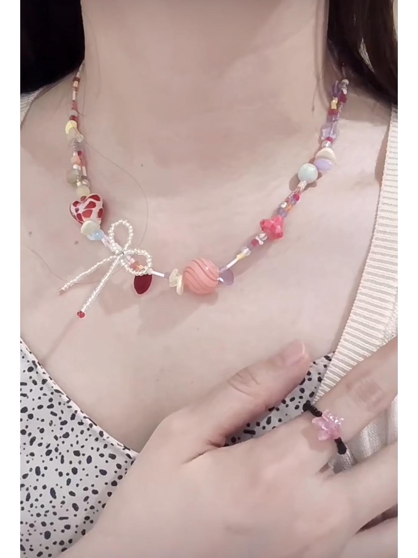 2025 Apple Star Colorful Beaded Necklace: Light Luxury Niche Summer Clavicle Chain