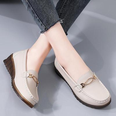 Doudou Women's 2024 Spring & Autumn Versatile Flat Loafers - Soft Sole, Shallow Wedge Heel, Perfect for Pregnant and Mothers