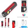 COB LED Work Light: Portable USB-Rechargeable Flashlight with Red Warning Light & Magnetic Base for Maintenance