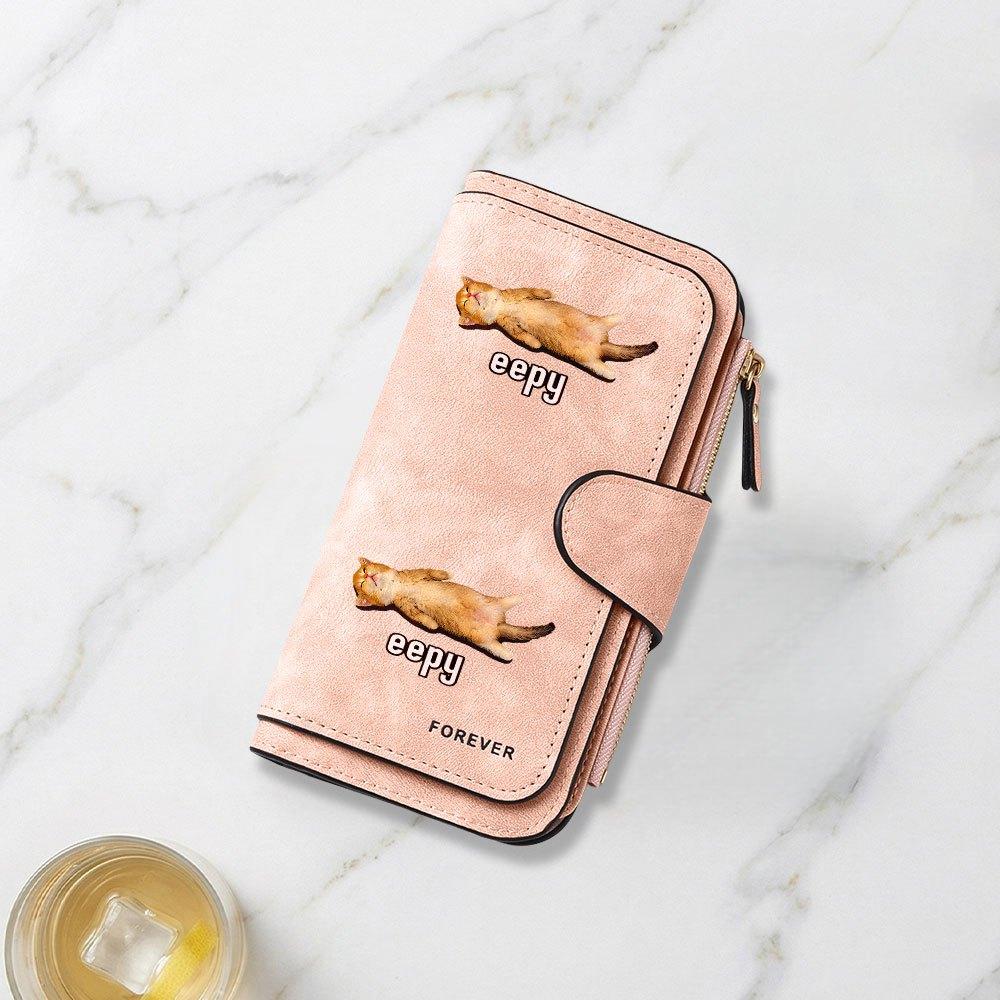 Long Wallet with Sleeping Kitten Print Multifunctional Portable Coin Purse with Clasp Suitable for Daily Commuting Large Capacity Clutch Bag Fun
