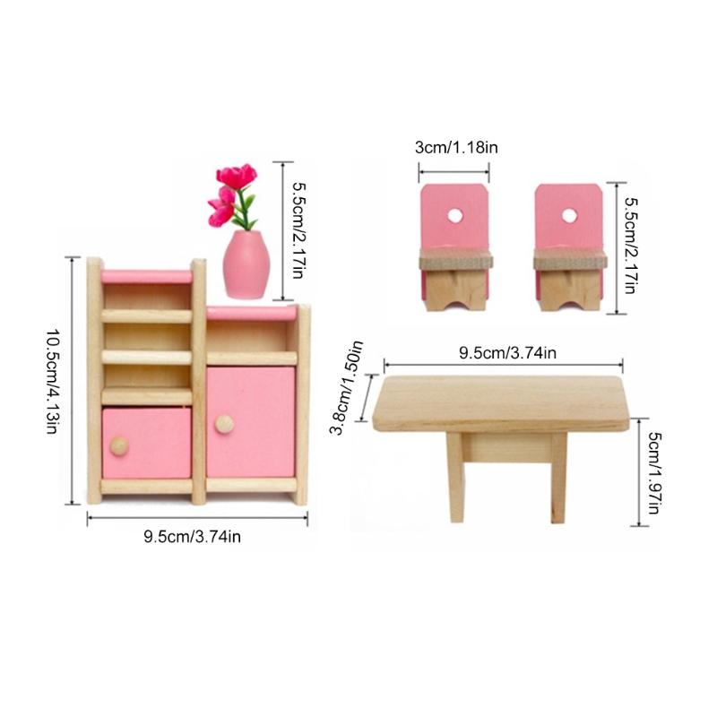 Furnishings Life Scene Pretend Play for Kids Doll House Furniture 1:12 Scale Realistic Model for Bedroom Dinning Room