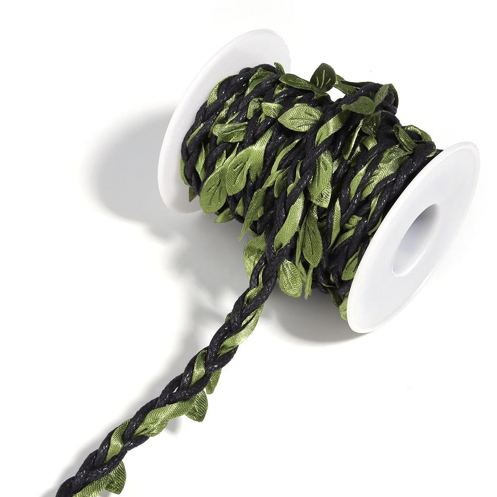 5Yards/Roll Artificial Vine Leaves Weaving Hemp Rope Simulation Green Leaves For Home Wedding Party Gift Bouquet Wrap Decoration