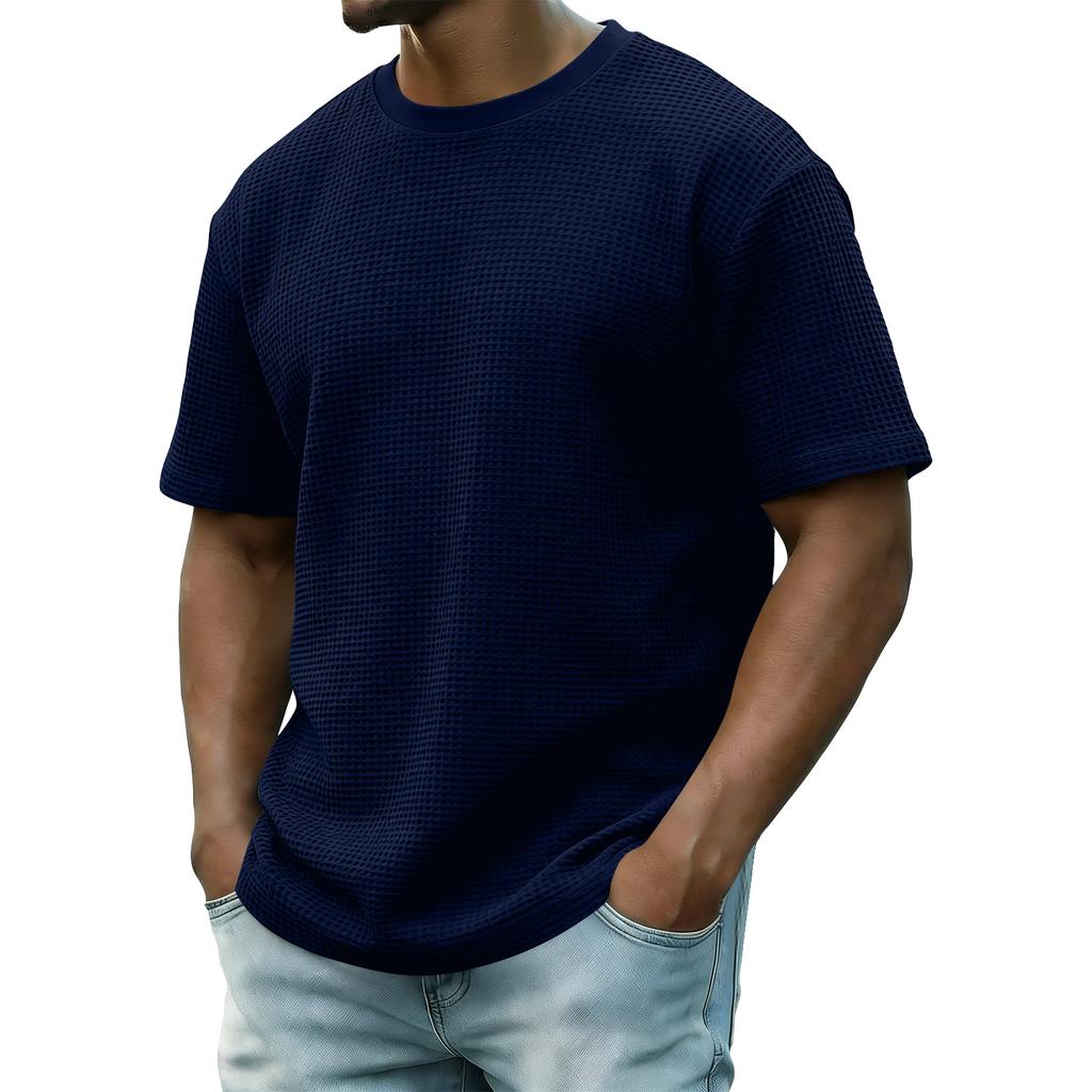 Men's Summer Short-Sleeve Top Men's Casual Fashion Textured Short-Sleeve Top