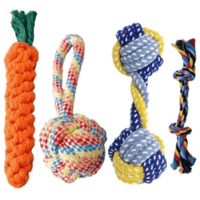 Durable Cotton Rope Knot Dog Teething Toy for Puppies and Small Breeds