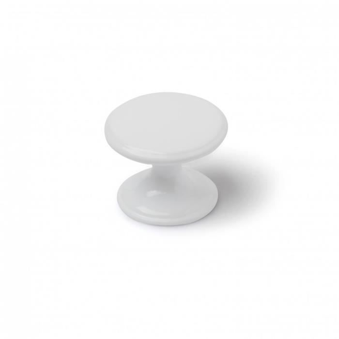 Boutons De Meuble Rond Zamak Peint - Lot De 4 - Blanc - H.27 X L.33 X P.33 Mm