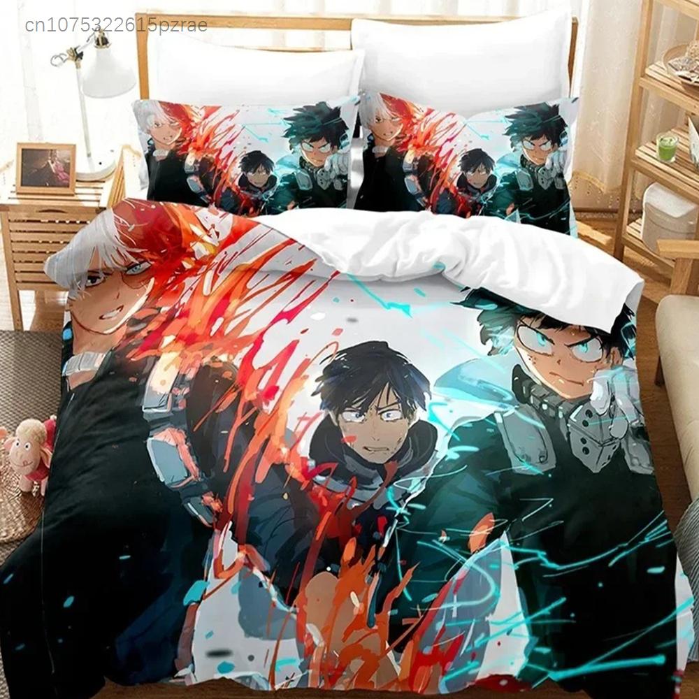 Nové povlečení My Hero Academia do ložnice Měkké moderní přehozy Pohodlný dětský povlak na peřinu Povlak na přikrývku a povlak na polštář