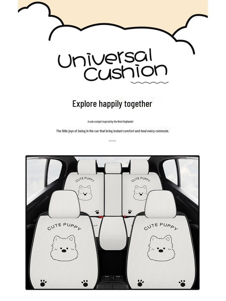 Cartoon West Highland Car Seat Cushion for BYD Seal 06 Yuan PLUS/Pro - Universal and Breathable, All-Season.