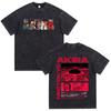 Japanese Anime Akira Washed Vintage T Shirt Science Fiction Cartoon Movie Shotaro Kaneda T-shirt Men Daily Wear Cool Top