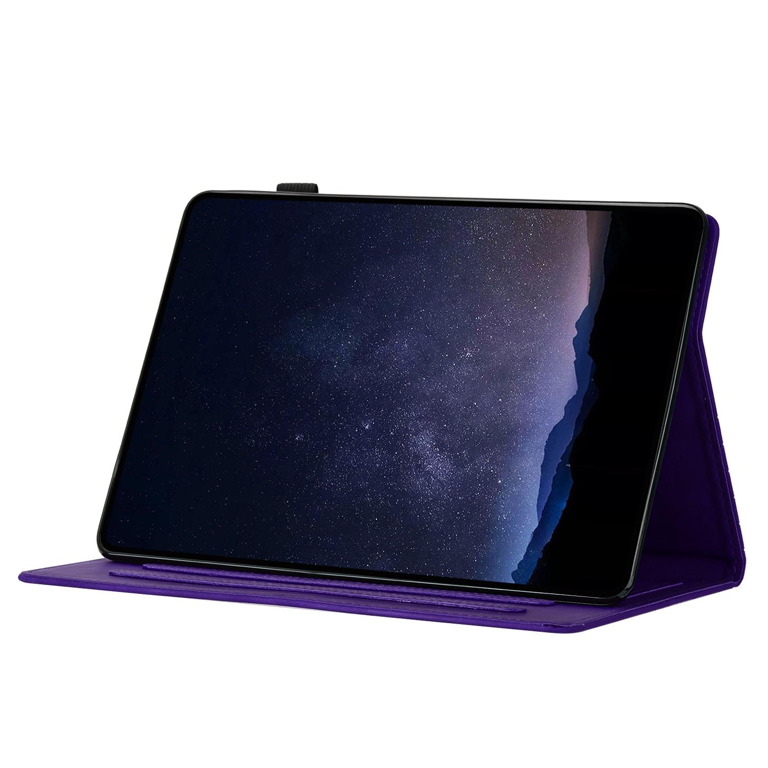 

For Lenovo Tab P11 Case Honeycomb Printed Leather Tablet Cover with Card Slot Purple