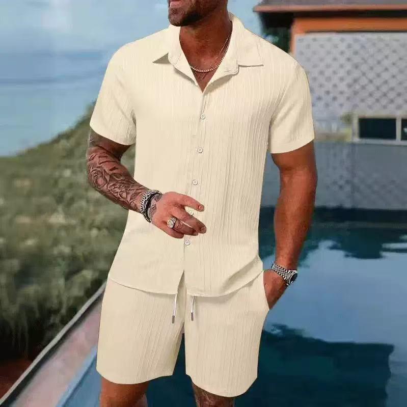 

Мужской летний повседневный комплект с коротким рукавом и пляжными брюками 2023 2X Large