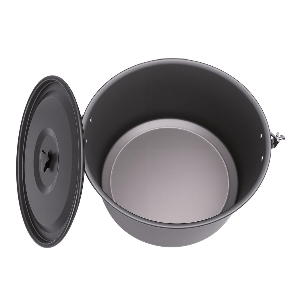 Camping Soup Pot Cookware with Lid 15L Large Outdoor Portable Hanging Pot Cooking Set for 8-10 People