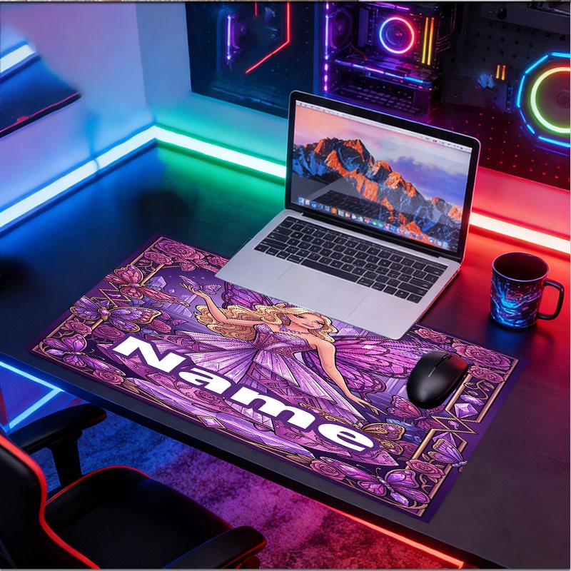 Custom Name Personalized Barbie Pattern Mousepad, Laptop PC Desk Mat, Decorative Desk Mat for Home Keyboard Pad Gift
