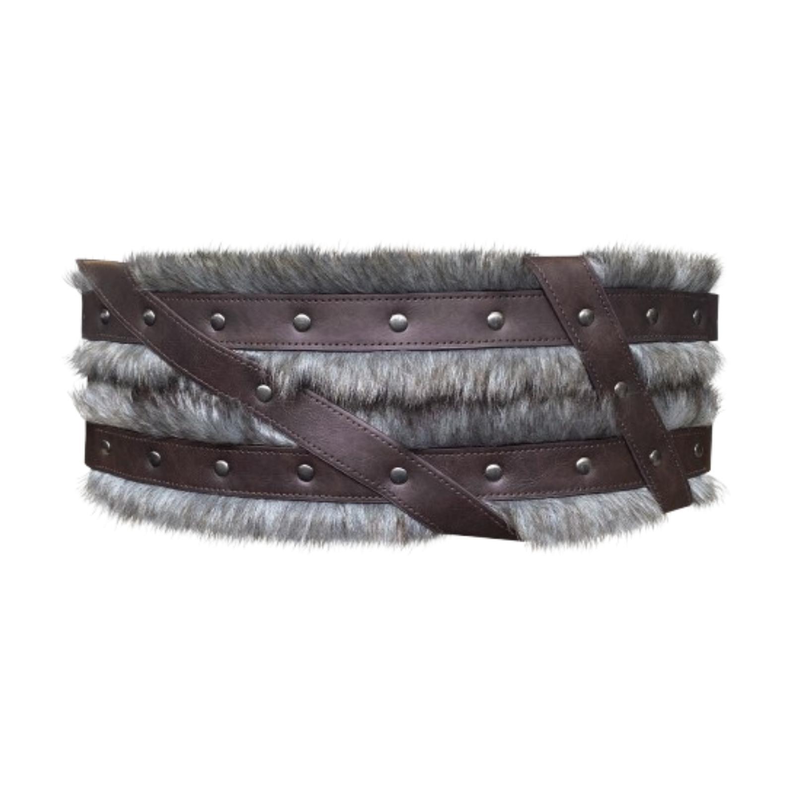 

Medieval Wide Belt Decorative for Larp Barbarian Vintage Design PU Leather коричневый