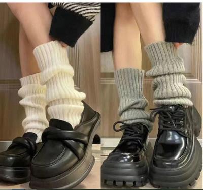 5 Pairs Lolita Leg Warmers Women's Knitted Warm Foot Cover Warmer Ladies Autumn Winter Crochet Long Socks