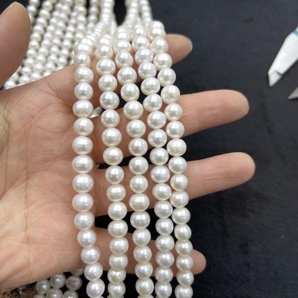 1String, White Natural Freshwater Pearls Beads for Jewelry Making DIY Necklace Bracelet Crafts (Beads 7-8mm, Length 36cm)