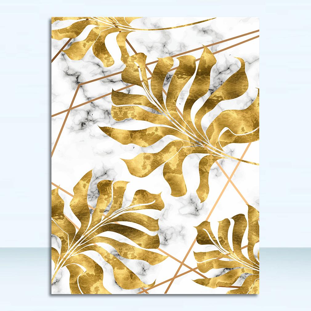 

Плакаты и принты, абстрактные настенные художественные картины для гостиной, современный декор, скандинавские растения, золотой лист, холст, живопись, ботанический