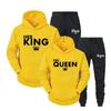 Lover Her QUEEN or His KING Printed Tracksuits Couple Hoodies Outfit Suits Casual Hooded Sweatshirt + Sweatpants Two Piece Set Sport Wear Men’s