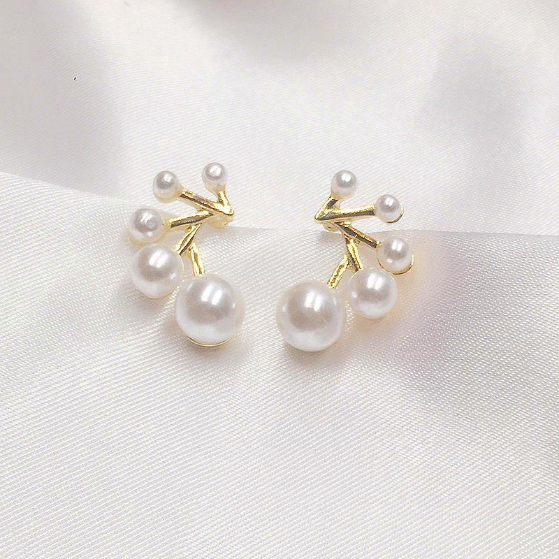 Geometric Round Small Pearl Stud Earrings Simple Small Fresh Earrings Personalized Earrings Women's Jewelry