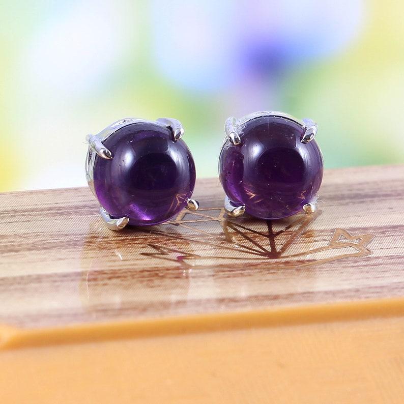 

Серьги-гвоздики с аметистом из стерлингового серебра 925 пробы, камни февраля, минималистичные кластерные серьги - крошечные эффектные серьги - подарок подружке невесты для нее фиолетовый