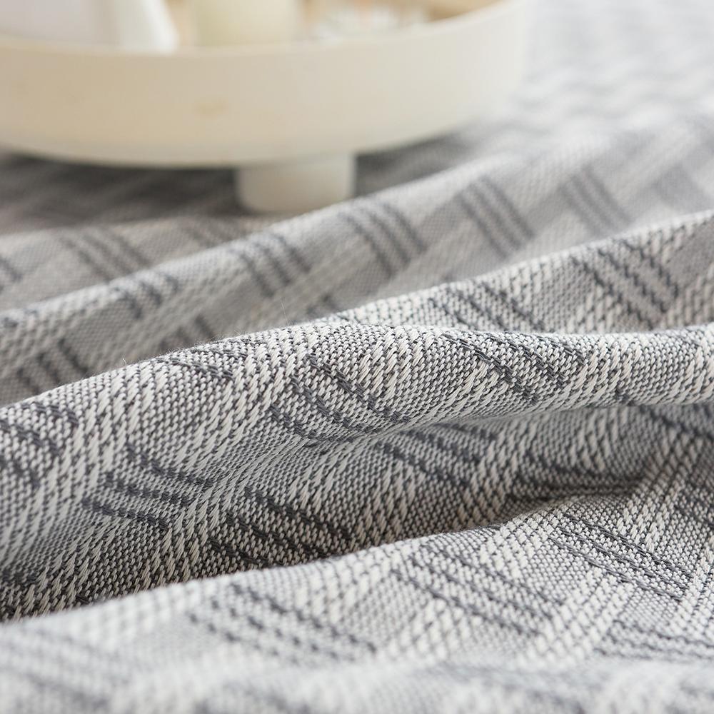Autumn Cotton Linen Tablecloth Farmhouse Tablecloths Grey Burlap Table Covers with Tassel for Kitchen Dinning Picnic Wedding
