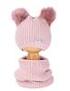 Baby fleece-lined tie-up hat with scarf and gloves
