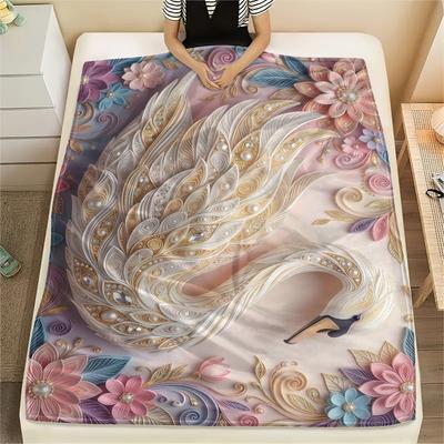 Gorgeous Swan Flamingo Turtle Print Flannel Blanket,High Quality Comfortable for All Seasons,Home Decor,Warmth and Comfort,Perfect for Christmas Gifts