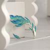 Elf Ear Cuff Earrings Gradient Blue Pierced Ear Wrap Studs Unique Gold-fish Shape Design Fashionable Jewelry for Girls
