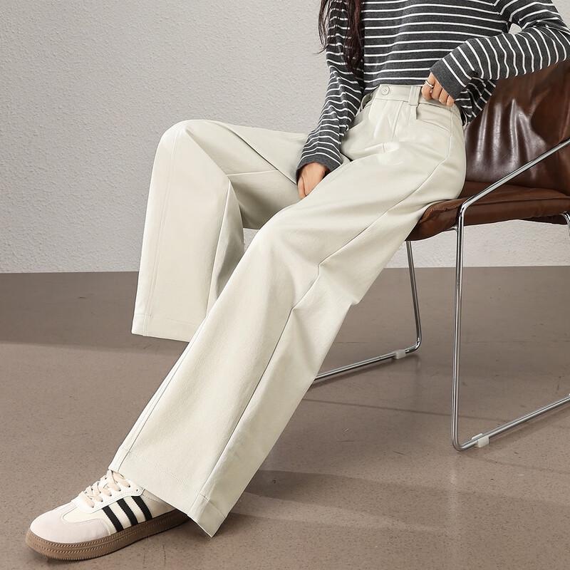 TERRE BLEUE Women's High-Waist Straight Flared Trousers