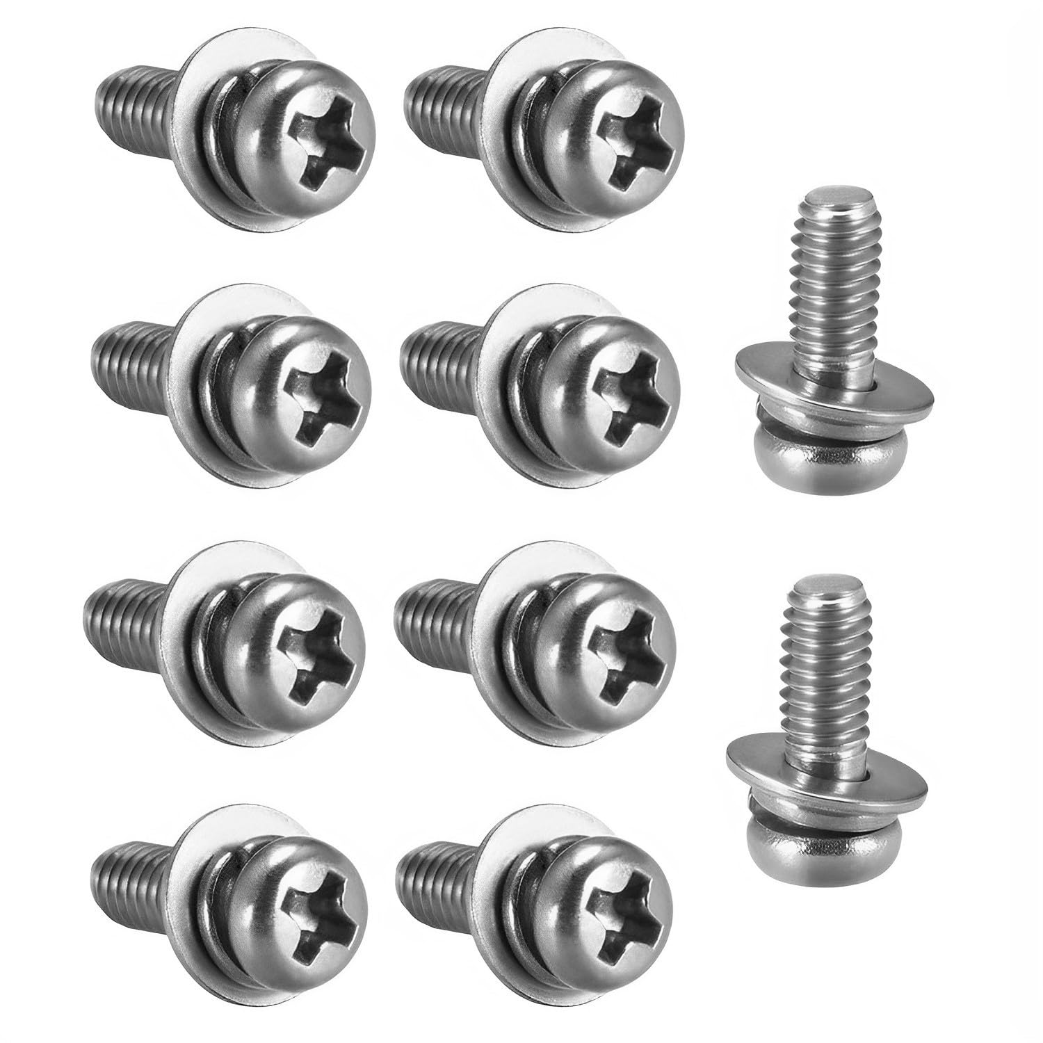 

Pack of 10 Pan Head Machine Screws with Cross Stainless Flat and Spring Fastener Bolts for DIY Electronics and Furniture Assembly M510mm Recesses,