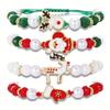Christmas Polymer Clay Pearl Bead Fashion Bracelet Set with Santa and Reindeer Pendant Matching Bracelets