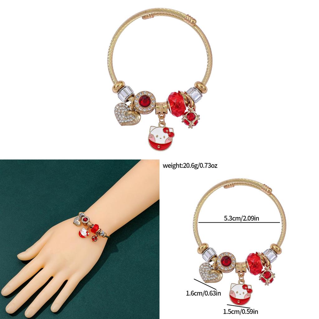 Hello Kitty Jewelry Bracelet With Pearl Heart Pendant For Gift And Travel Souvenirs