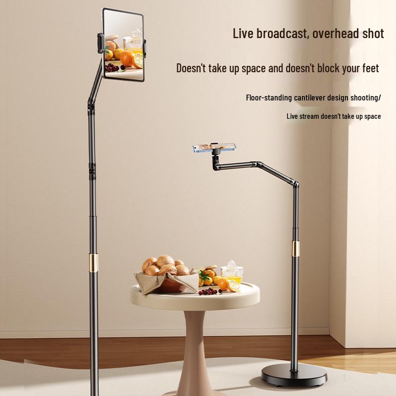 Professional Floor-Standing Phone & Tablet Holder for Live Broadcast and Overhead Shots