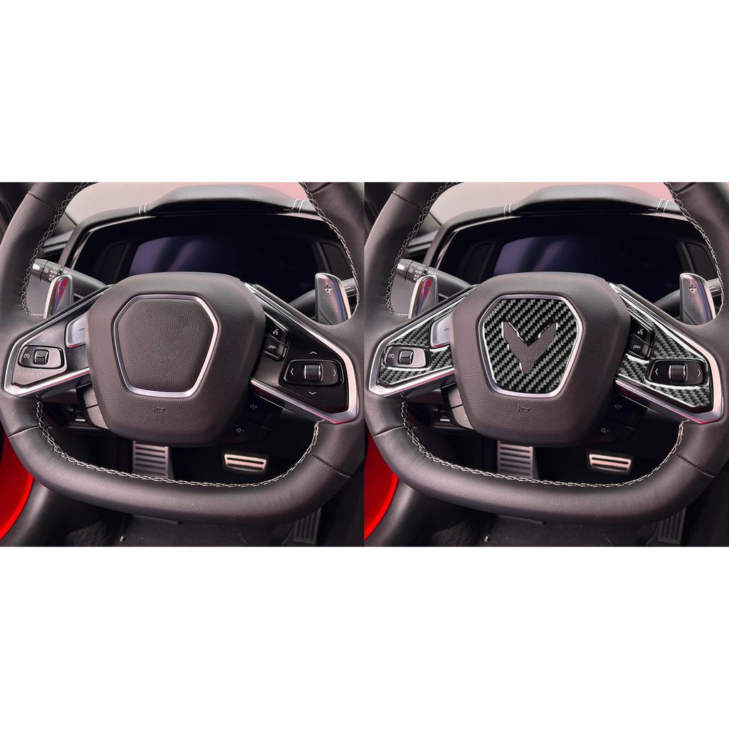 Carbon Fiber Steering Wheel Trim for Chevrolet Corvette C8 -2024