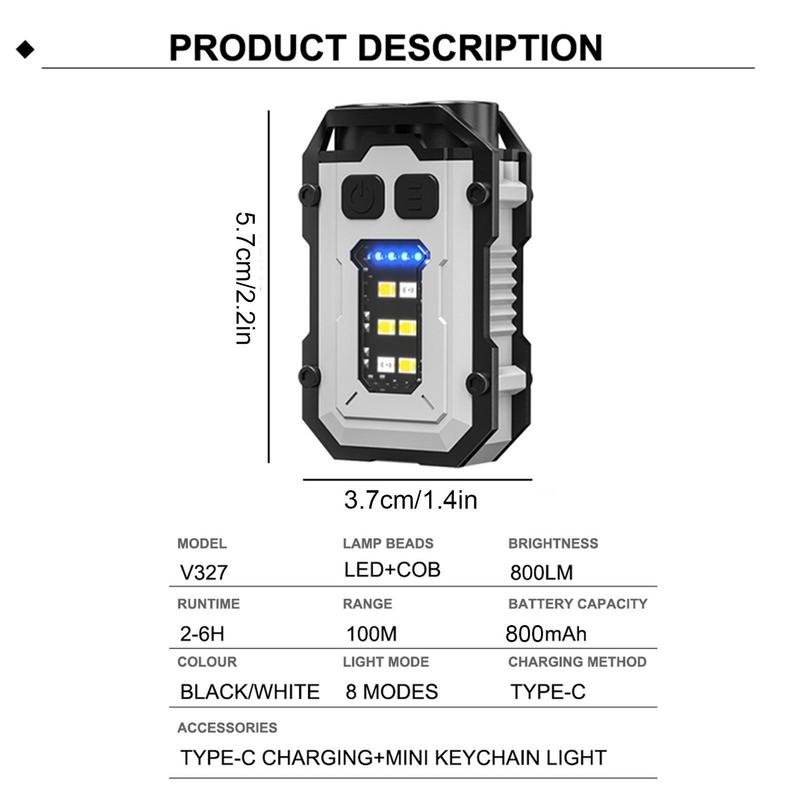 Keychain Flashlight 8 Modes Small Flashlights LED LED Keychain Light Keyring Flashlight Mini LED Flashlight Keychain 800Lumens