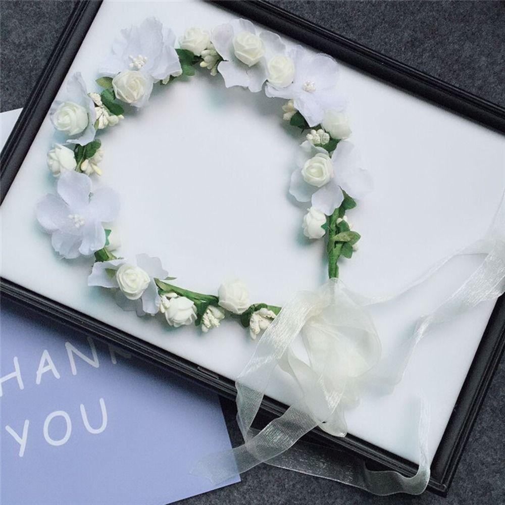 

Bride Simulation Flower Bow Wreath Beach Beach Headband Bride Wreath Flower Crowns Wreath Headband