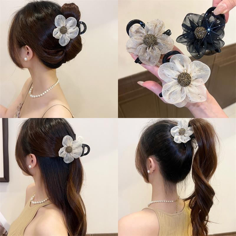 3PCS Water Diamond Sun Flower Gripper Women 2026 New Hair Shark Clip Half Tied Hair Clip At The Back of The Head Fashion Gripper
