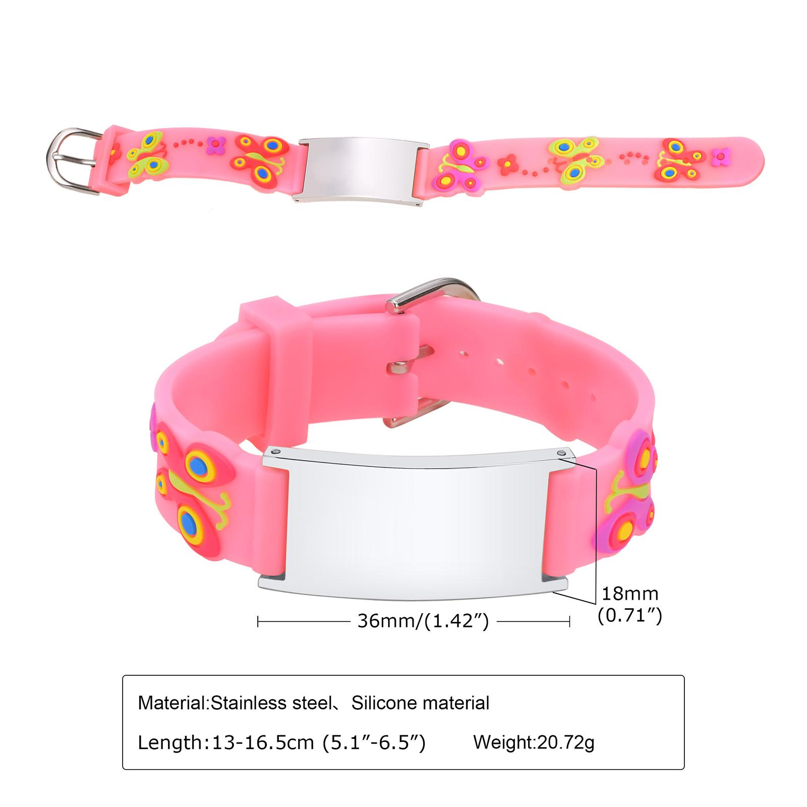 

Stainless Steel All-gloss Medical Alert ID Bracelet Adjustable , Silicone Personalized Jewelry Birthday Gift No text