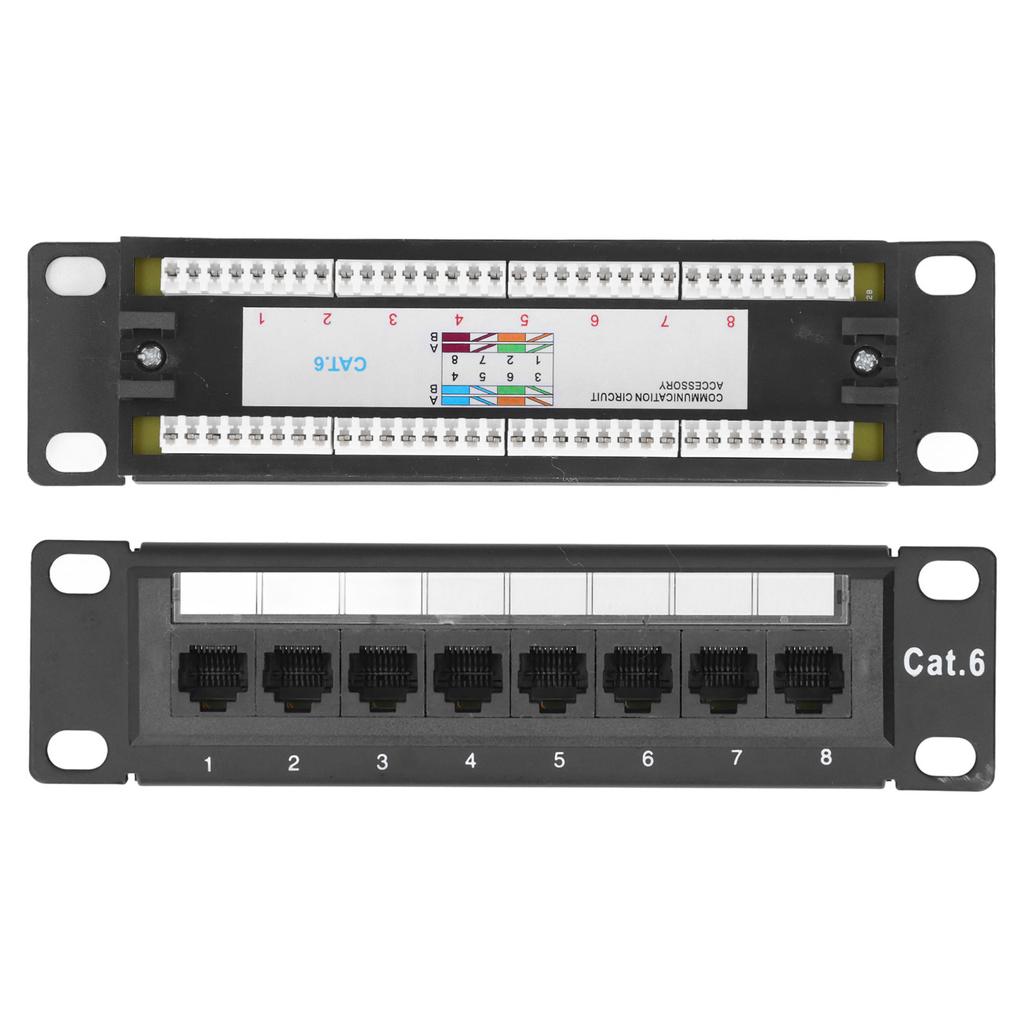 8 Ports Wandmontage Netzwerk Patch Panel UTP Cat6 Ungeschirmte Verdrahtungshalterung für 23‑28AWG-Kabel