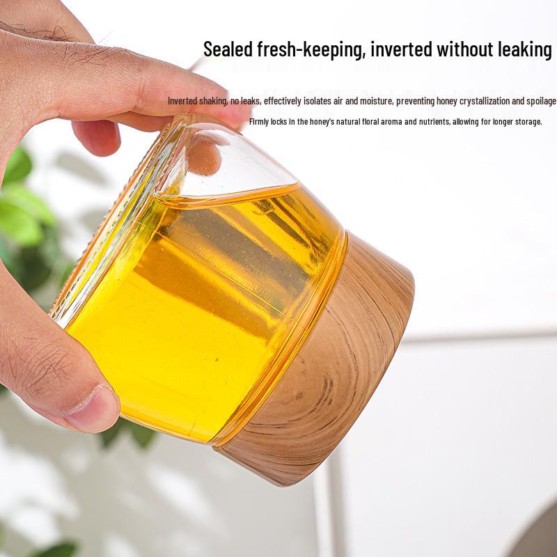 Transparent Round Honey Dispensing Glass Bottle