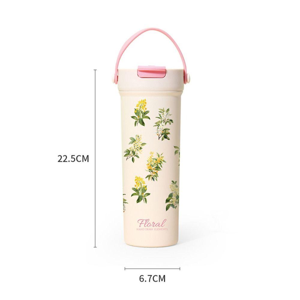 Portable Bowknot Insulated Cup Stainless Steel Solid Color Vacuum Mug Handle Thermal Car Coffee Cup Travel