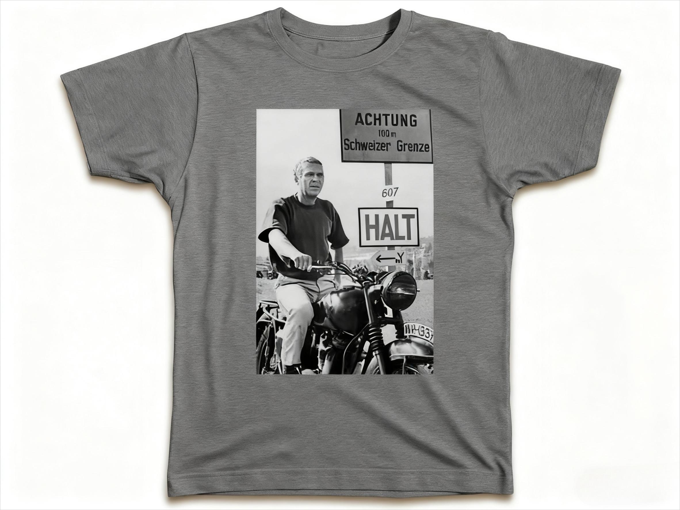 

Steve McQueen The Great Escape Graphic Printing Autumn Luxury Brand Cotton Men s and Women s T-Shirts Short Sleeves Street S