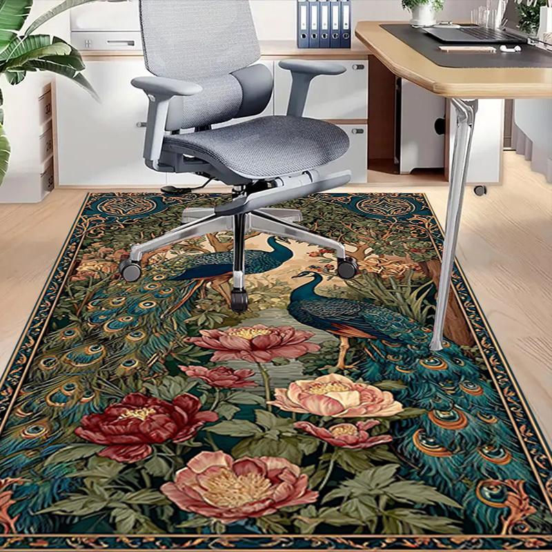 1PC peacock flowers Extra Large Non Slip Floor carpet, Office, family, Studio   Large Area Rug Indoor Rugs, Bold Statement Piece
