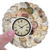 55PCS Vintage Clock Stickers - Waterproof Decorative Round Journal Stickers