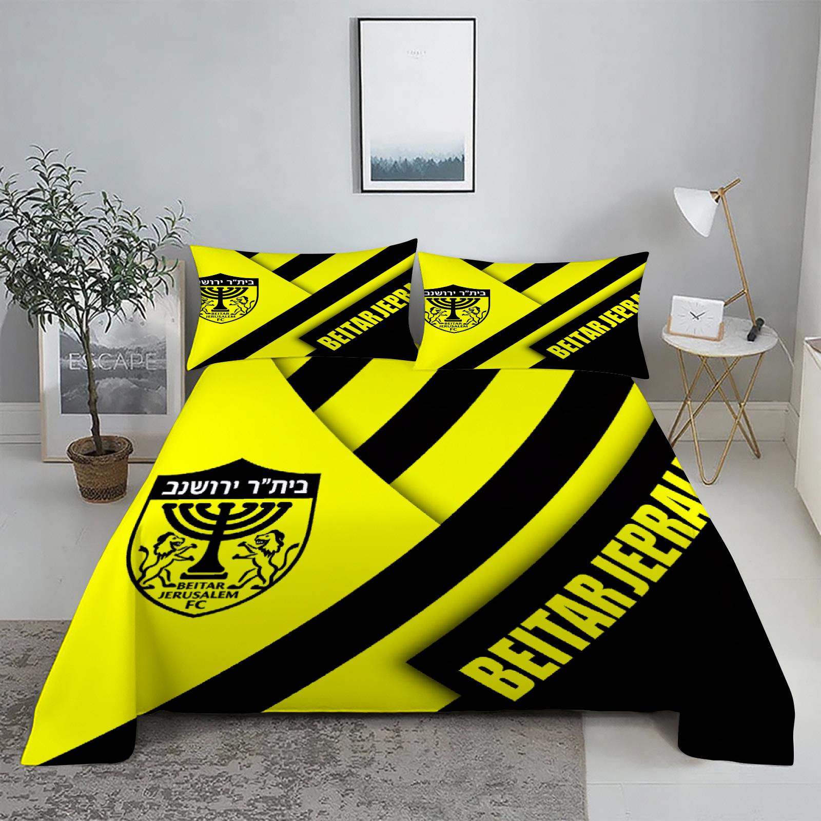 

Comforter 3Pcs Fc Beitar Jerusalem Bedding Set Israel Football Bed Set Single Twin Queen King Size Full Set Bedding For Children Comforter (quilt)-EU Single(135*200cm)3pcs