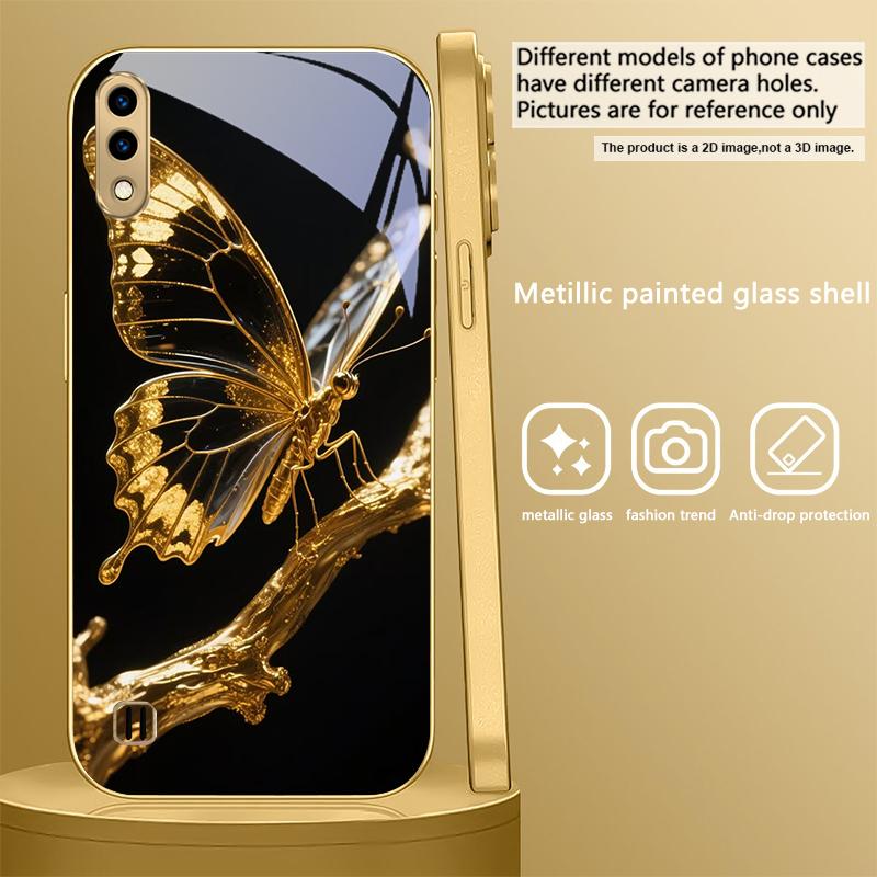 

Бабочка на ветке Для Samsung A 01 52S A04 A05S A10 A12 A13 22 23 24 36 42 M02 Note 10 20Ultra 8 9 Золотой стеклянный чехол для телефона Galaxy A03 Core