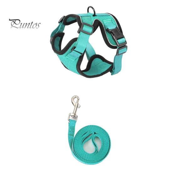 

Кошачья шлейка и поводок для прогулок, регулируемый, устойчивый к побегу, жилет для котят, шлейка со светоотражающими полосками для котят средних и больших размеров S циан