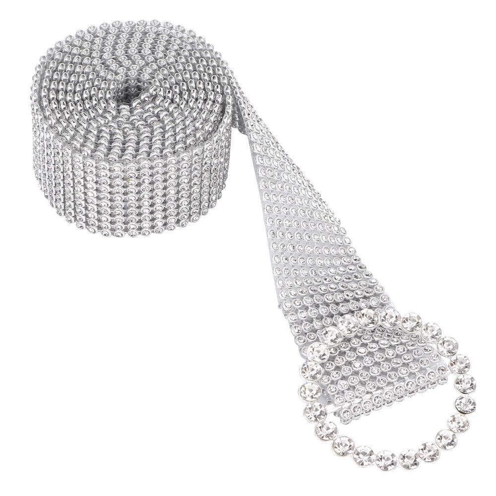 1pcs Waist Chain Rhinestone Belt Silver Crystal Belt Shiny Shiny Waistband  For Women