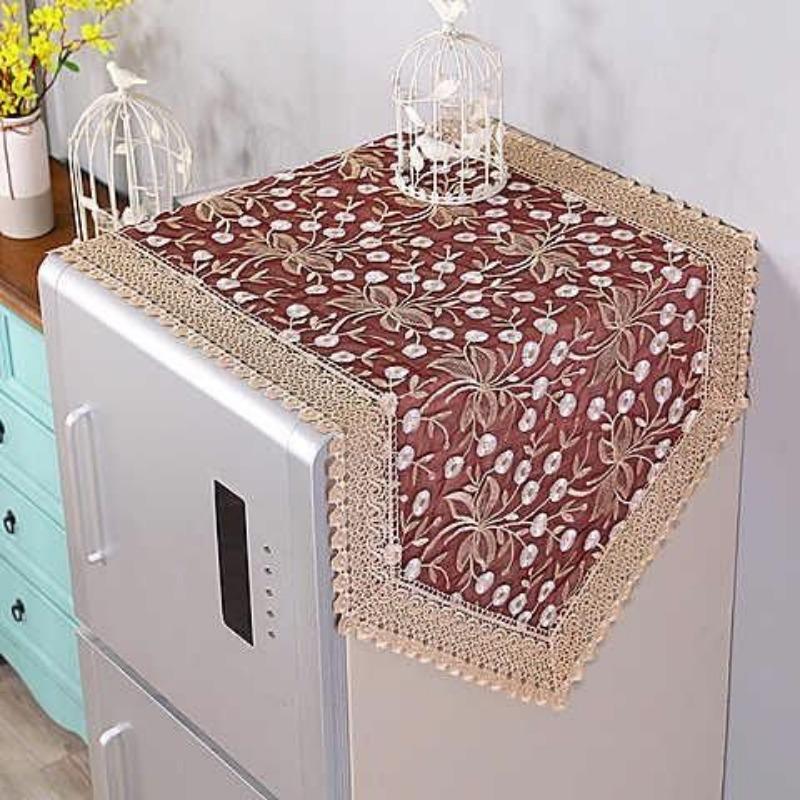 Refrigerator Cover Cloth Single Open and Double Open Doors Washing Machine Cover Refrigerator Dust Cover Lace Oil Proof Cover Cloth Covering