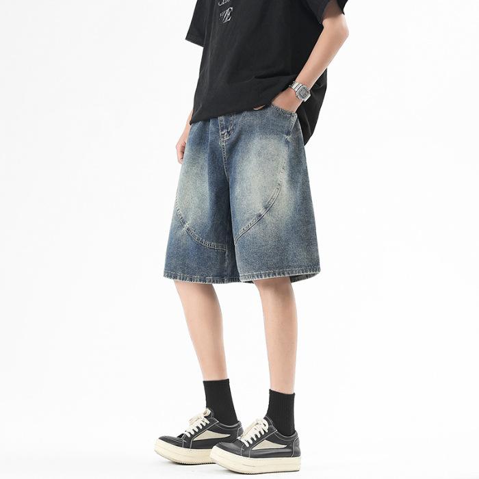 

Весна Новый Стиль Полуэластичный Пояс Джинсовая Ткань Универсальные Мужские Шорты Миди 3XL